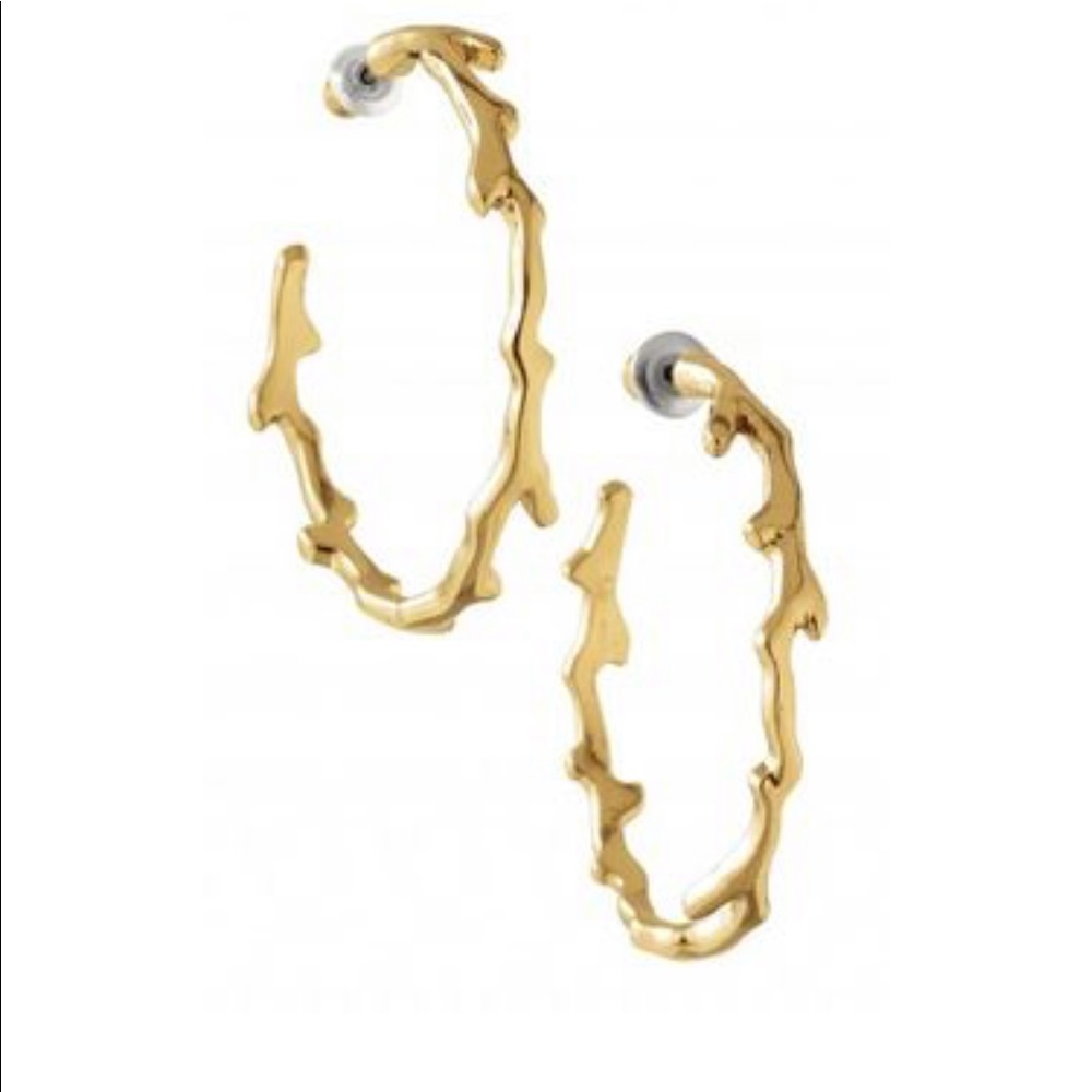 Stella & Dot Gold Carobella Coral Hoop Earrings 🌸